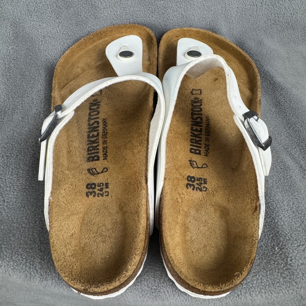 Birkenstock Gizeh White Birko-Flor Thong Sandals Womens 38 L7 M5 Made in Germany - Picture 2 of 7